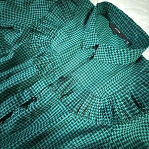 Vero Moda Teal and Black Houndstooth Shirt